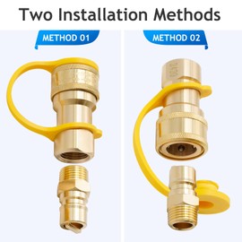 UOIENRT 2Pcs 1/2Inch Gas Quick Connect Kit, Disconnect Connector with Male Insert Plug, Solid Brass Quick Connect Adapter for Low-Pressure Natural Gas Propane Systems