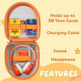 Hard Case for Yoto Mini Audio Music Player with Headphone, Travel Carrying Case Holds Yoto Mini, Headphones and Other Accessories with Adjustable Shoulder Strap, Up to 30 Audiobook Cards(Teal)