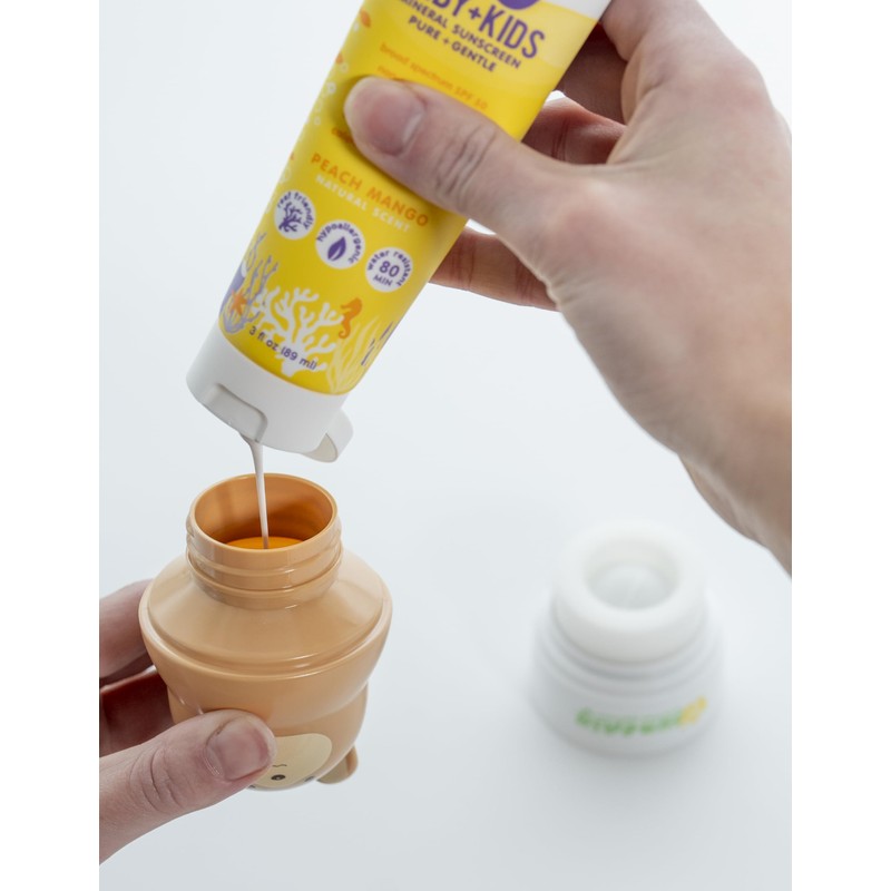 Sun-Easy Sunscreen Applicator, Refillable Roll-On with Sponge for Kids and