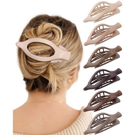 French Flat Hair Clips for Women - 6-piece suit Flat Claws for Thin Thick Hair Strong Hold No Slip Grip Hair Claw Clips for Women Girls:_6 Pack-Multicolor F
