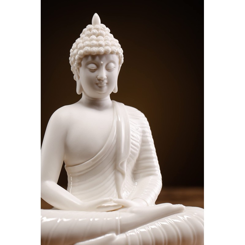 Qinlang 6 inch Small White Buddha Statue for Home Decor,