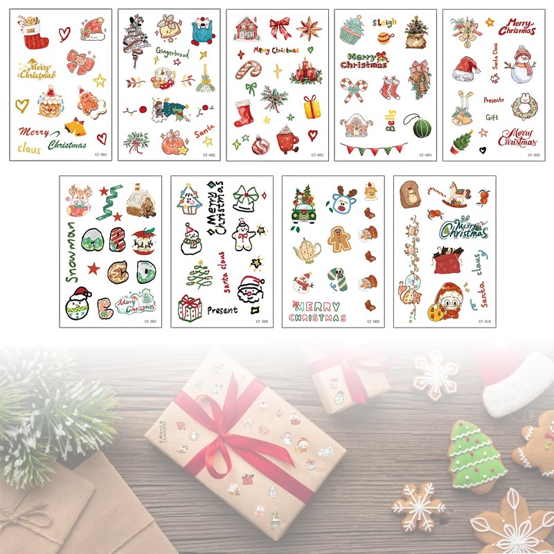 Threetols 9 Sheet Christmas Scratch Stickers, Self-Adhesive Stickers for Christmas