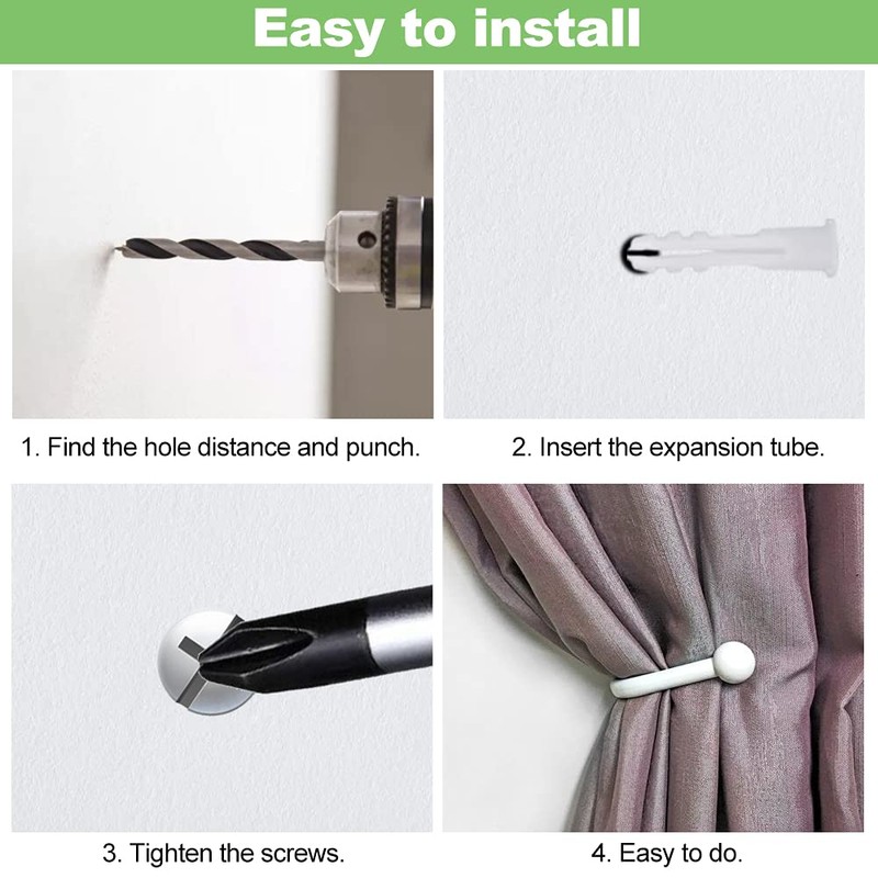 2 Packs Curtain Holdback, Wall Mounted Curtain Tie Backs Metal