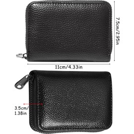 Aswewamt RFID 18 Credit Card Holder, Card Slots Zipper Card Wallet Leather Accordion Card Case Small Coin Wallet for Women Men, Black