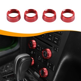 Hoolcar Air Conditioner Switch Knob Cover Center Console Air-Conditioning Switch Knob Cover Compatible with Ford Mustang 2011-2014, Red, 4PCs