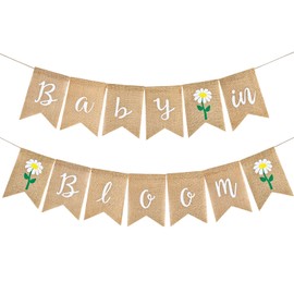 Oslynia 1 Pcs Baby in Bloom Banner, Baby Shower Decorations, Linen Swallowtail Flag Baby Shower Decorations Girls And Boys, General Baby in Bloom