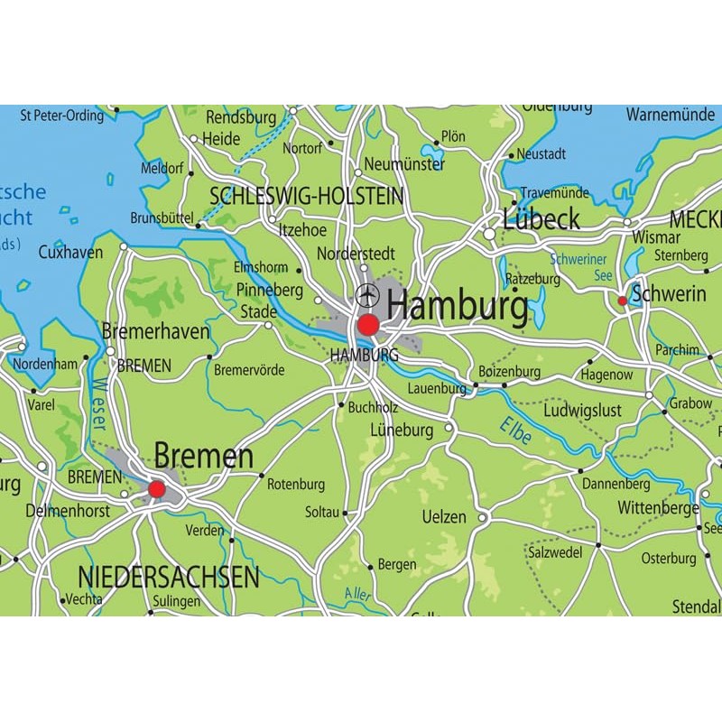 Germany Physical Map - 16.5 x 23.3 inches - Paper