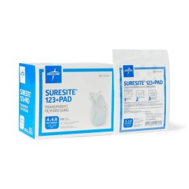 Medline Suresite 123+ Pad Transparent Dressings 4" x 4.8", Box