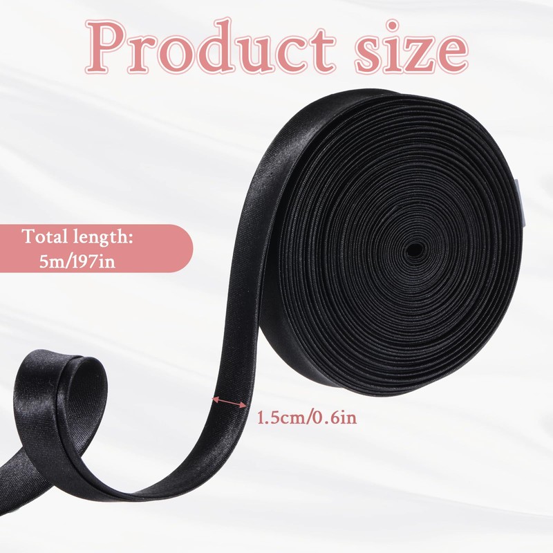 197 Inches Corset Ribbon Laces Elegant Black Straps for Dress
