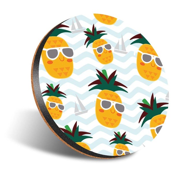 1 x Round Jumbo Size Coaster 12cm Pineapple Fruit Nautical