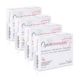 Pack of 4 Optim Immunity 4 x 30 Capsules - Natural Strengthening of the Immune System - Vitamin C, D3, Zinc, Selenium & Beta Glucans