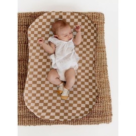 Little Jump Cotton Muslin Baby Lounger Covers, 2 Pack, Soft Removable Slipcovers for Newborn Infant Lounger, for Girls Boys, Coffee Checkered (Checkered & Kakhi)
