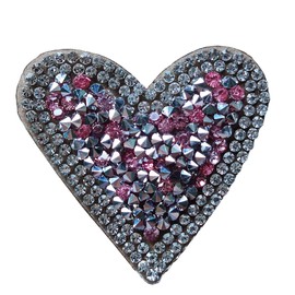Cute Crystal Artificial Diamond Heart Iron On Patch, Bling Rhinestone Emblem Patch Badge for Backpacks,Laptop (Color 05)