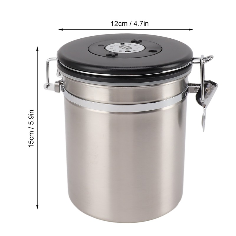 1.5L Coffee Canister Coffee Container with Scoop Date Tracker Stainless