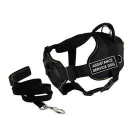 Dean & Tyler's DT Fun Chest Support " ASSISTANCE SERVICE DOG " Harness, Small, with 6 ft Padded Puppy Leash.
