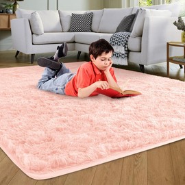 Signature Loom Fluffy Shaggy Area Rug 8x10 – Soft Fuzzy Velvet Rugs for Girls Bedroom – Shaggy Carpet for Kids Room with Non-Slip Bottom – Soft Fluffy Throw Rug Indoor Living Room Carpet, Pink