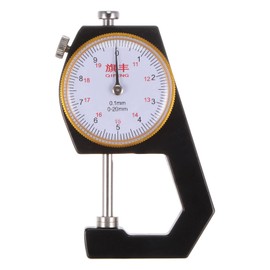 HARFINGTON Thickness Gauge 0-20mm | 0.1mm Mechanical Dial Thickness Tester Handheld Measurement Tool Flat Head for Leather, Paper, Sheet Metal, Black
