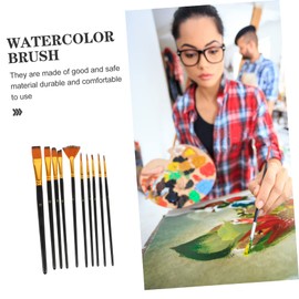 CAXUSD 10pcs Dual-color Nylon Hair Paint Brush for Watercolor and Acrylic Painting Lightweight Brushes for Students and Artists for Fine Detail Work and Outdoor Sketching