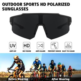 STORYCOAST Polarized Sports Sunglasses for Men Women Fishing Cycling Bike Running Sun Glasses UV Protection Matte Black Frame/Gray Lens