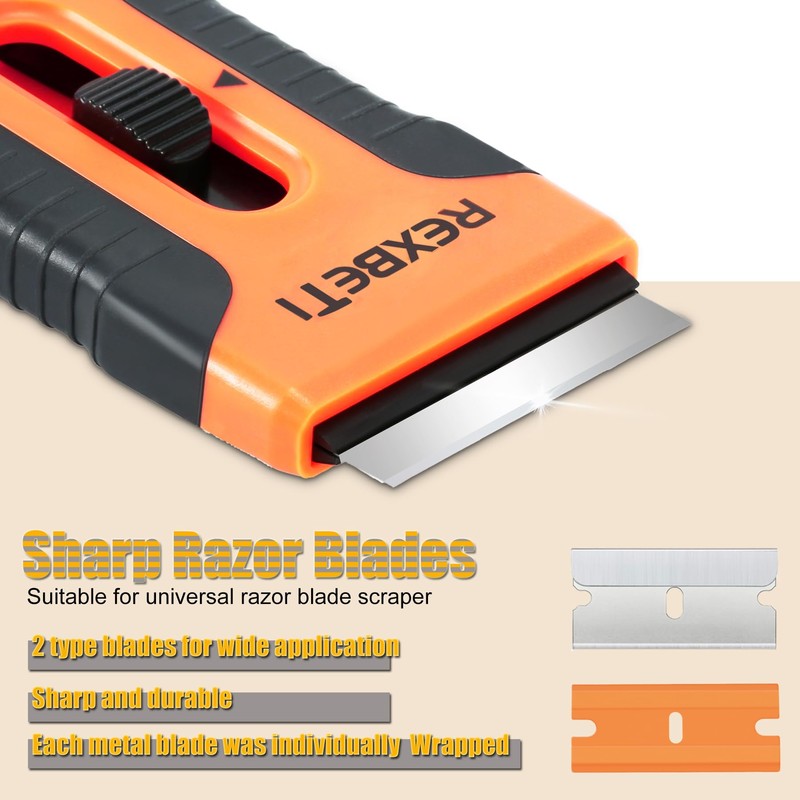 REXBETI Razor Blade Scraper Tool, 2 Pack Razor Scraper Set