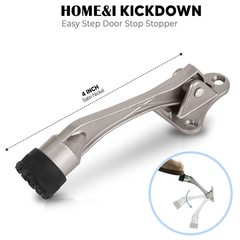 HOME&I Kickdown Door Stopper,4-Inch Door Holder Kick Door Kickstand Rubber