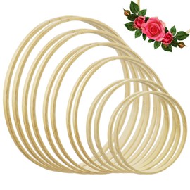 12 Pack Wooden Floral Hoops for Craft,6 Sizes Bamboo Wreaths Ring Craft Hoop for DIY Dream Catchers, Wedding Plant Oasis Garland Decor,Wall Hanging Crafts (6/7/8/9/10/12 inch)