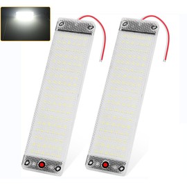 12V/24V RV Interior Light 108LEDs 12W LED Light Bars RV Ceiling Dome Light Fixture With Switch for Car Trailer Camper Boat Motorhome Cabinet Lighting (2 PACK)