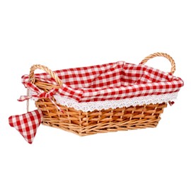 Premier Housewares Rectangle Willow Basket with Gingham Lining - Red