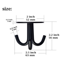 NELXULAS Stainless Steel Heavy Duty 3-Claw Coat Hook, Robe Hanger Ceiling Mount Hook, Towel Hook, Perfect Touch Your Bathroom, Bedroom, Closets, Wardrobe, Kitchen (2 PCS, Black)