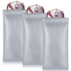 TRIUMPH VISION Large Sunglasses Pouch for Women Oversized Eyeglass Sleeve Soft PU Leather Squeeze Top Holder Big Shades Eyewear Case