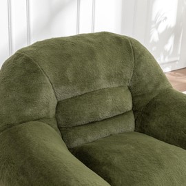 Warmiehomy Bean Bag Sofa Chair with Armrests and Back Support - Faux Fur Bean Bags for Adults and Kids - Stuffed Floor Sofa for Living Room, Bedroom, Apartment(Green)