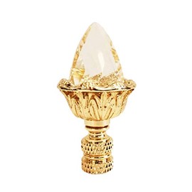 Lamp Finial-Acanthus Acorn w-Crystal top PB Finish Highly Detailed Casting