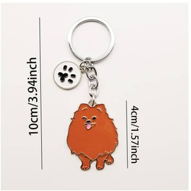 F reedale Cute Metal Small Puppy Keychain Keyfob Car Bag Charm Dog Tag Chains Birthday Gift (Brown Pomeranian)