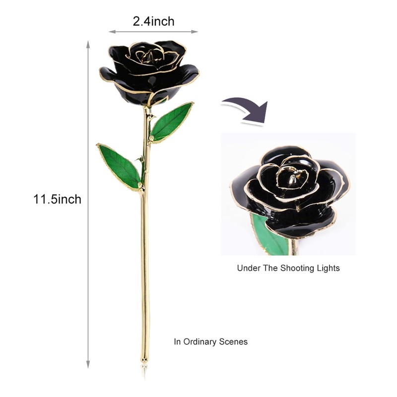 Long Stem Dipped 24k Gold Trim Red Rose In Gold