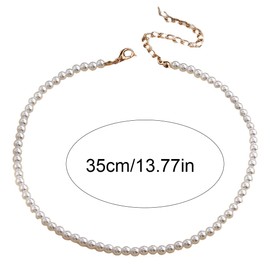 1 Pack Women Pearl Necklaces Short Round Faux Pearl Necklaces Mens Pearl Necklaces Bridal Wedding Pearl White Necklaces