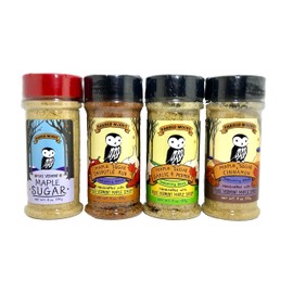 Maple Seasonings - Box of 4 Jars of Pure Maple Sugar and Spices For Cooking, Grilling and Baking - Perfect Vermont Gift - From Barred Woods Maple Products