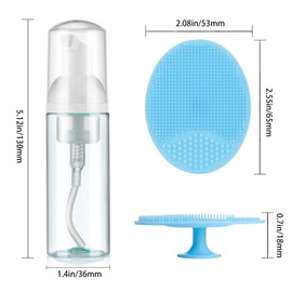 Chemailon 5 Pack Foam Pump Bottle Set,2oz/60ml Mousse Foam Soap Dispenser,Travel Foaming Pump Bottle & Silicone Face Scrubber for Face Wash, Makeup Remover and Lotion