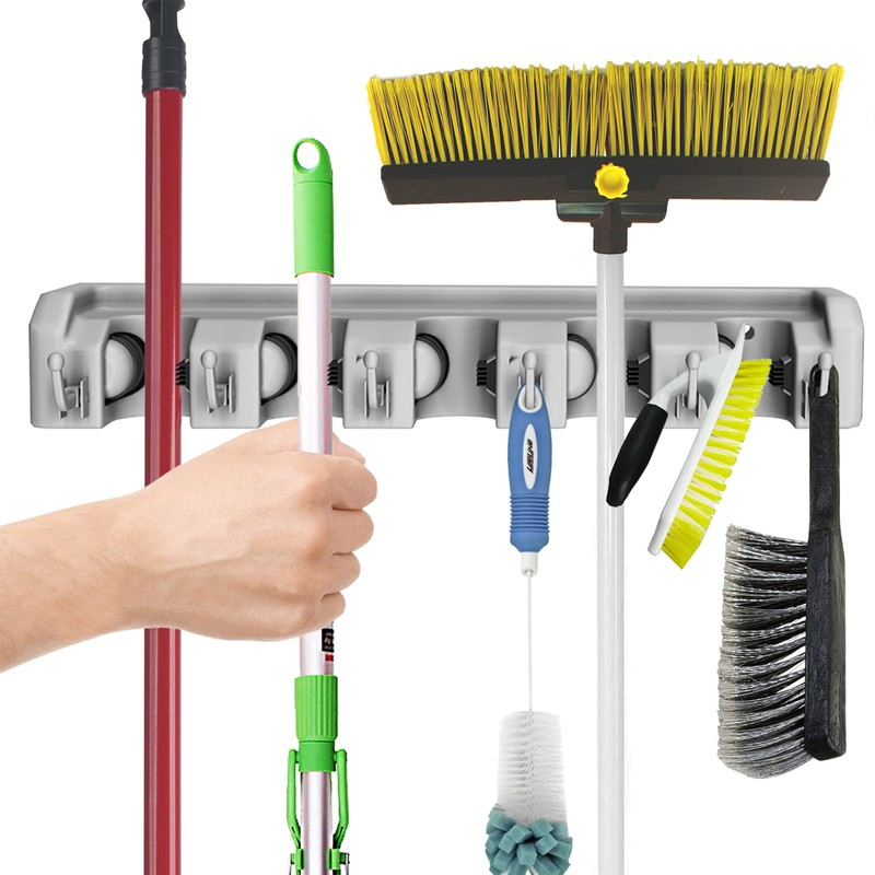 Garden Tool Organizer Wall Mount Broom and Mop Holder, 5