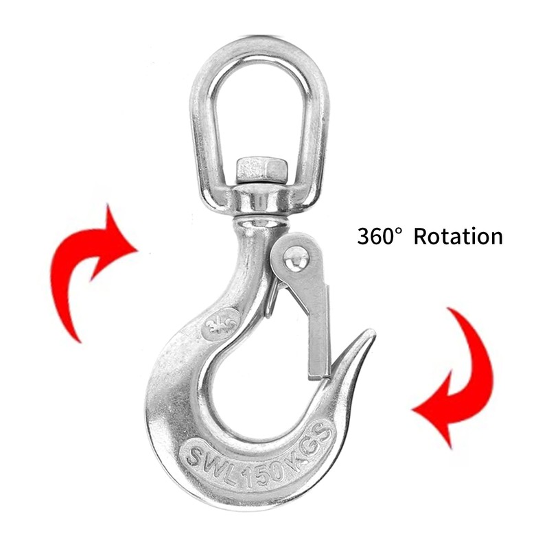 5pcs Stainless Steel Eye Slip Hook with Safety Latch Lifting
