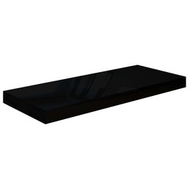 TREATLIFE HOME Stylish Floating Wall Shelf for Home Decor, High Gloss Black Finish, Invisible Mounting System, 23.6" x 9.3" x 1.5"