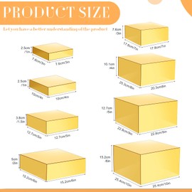 Geelin 8 Pack Acrylic Cube Risers Acrylic Boxes for Food Display Decorative Stands with Hollow Bottoms for Jewelry Food Buffet Risers Display Candy Table Decor, 8 Sizes(Gold)