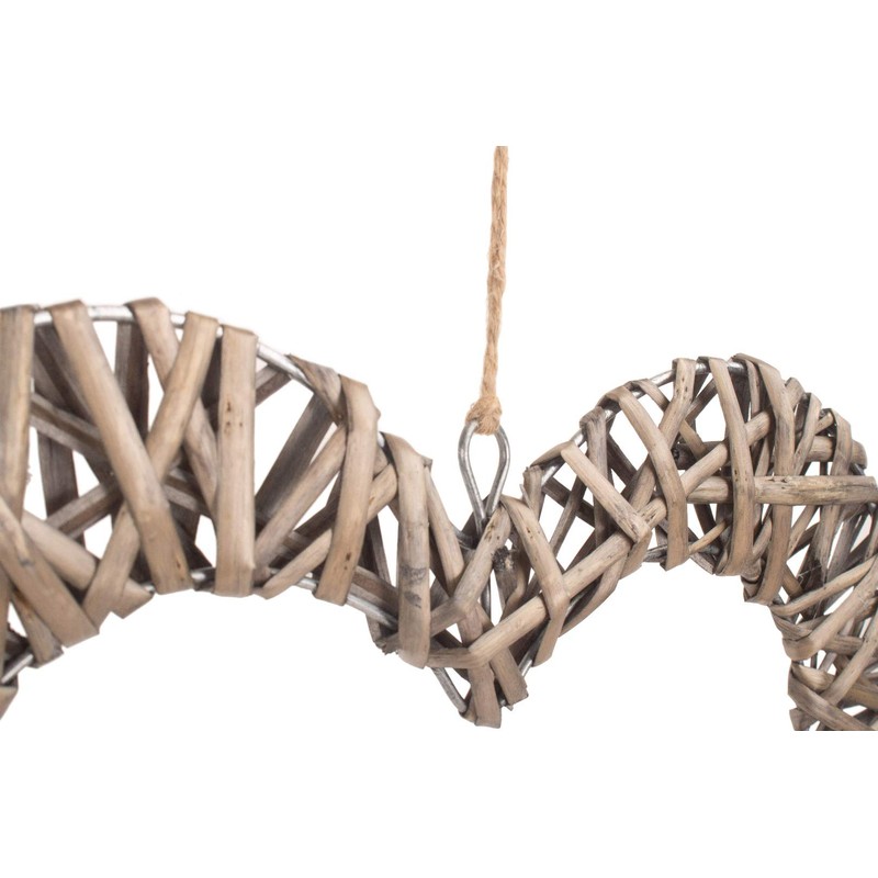 Antique Wash Willow Flat Open Hanging Heart Wreath - Large