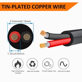 CARLITS 22 Gauge 2 Conductor Electrical Wire, 100FT Black Stranded Low Voltage 22/2 Cable PVC Case, Flexible Extension Power Cord for LED Lamp, Automotive, Boat, Electronic