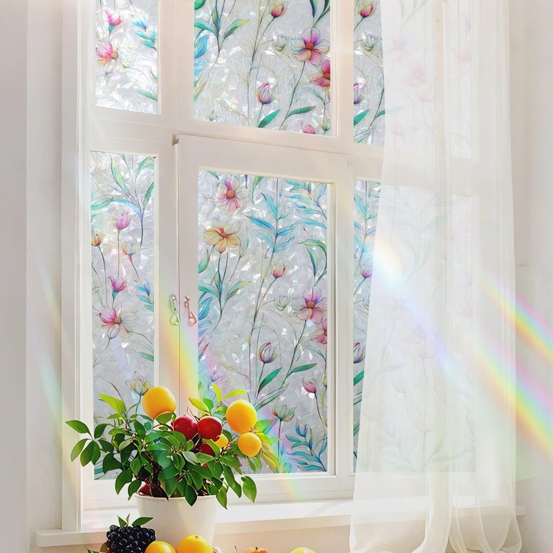 Window Privacy Film Stained Glass Window Film Decorative Static Cling