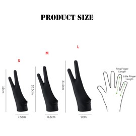 MMSZHL 4 Pcs Guantes de Artista, Guante de Dos Dedos, Guantes para Dibujo Digital, Guante de Dibujo Mano Izquierda Derecha para Tableta gráfica, Antiincrustante y Absorbente de Sudor (Negro, M)
