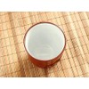 Tokoname Ware Shaved Flower Teacup (Japanese Tableware, Vermilion, Mud, Tokoname