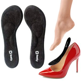 Feetly® Plantillas para Zapatos Mujer 3/4 [1 PAR] - Plantillas de Gel para Zapatillas de Tacón Alto y Plataformas - Haz tu Zapato Cómodo - Almohadillas de Metatarso - Taloneras (Negro)