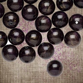 Cascade Jewelry Vintage German Black Gold Shimmer Accent 10mm Round Lucite Acrylic Beads