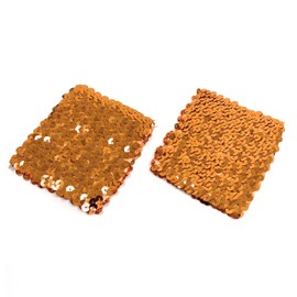 Orange Pair Of Womens Sequin Polyester Fancy Dress Wristbands 16 x 10cm