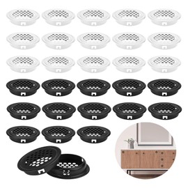 Stainless Steel Round Mesh Hole Air Vent Cover, 30 Pcs Stainless Steel Air Vent Hole, 42 mm Ventilation Louver Round Shape Ventilation Grille for Kitchen Bathroom Cabinet Wardrobe